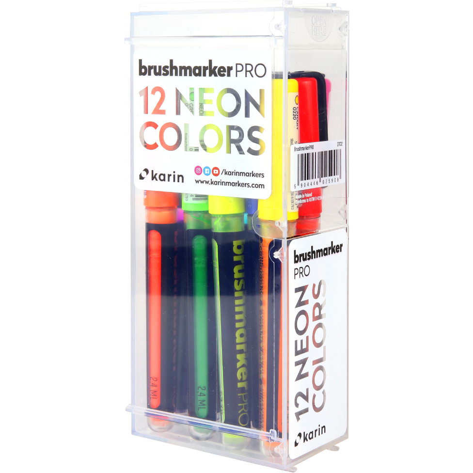 karin Brushmarker PRO Set of 12, Neon Colors