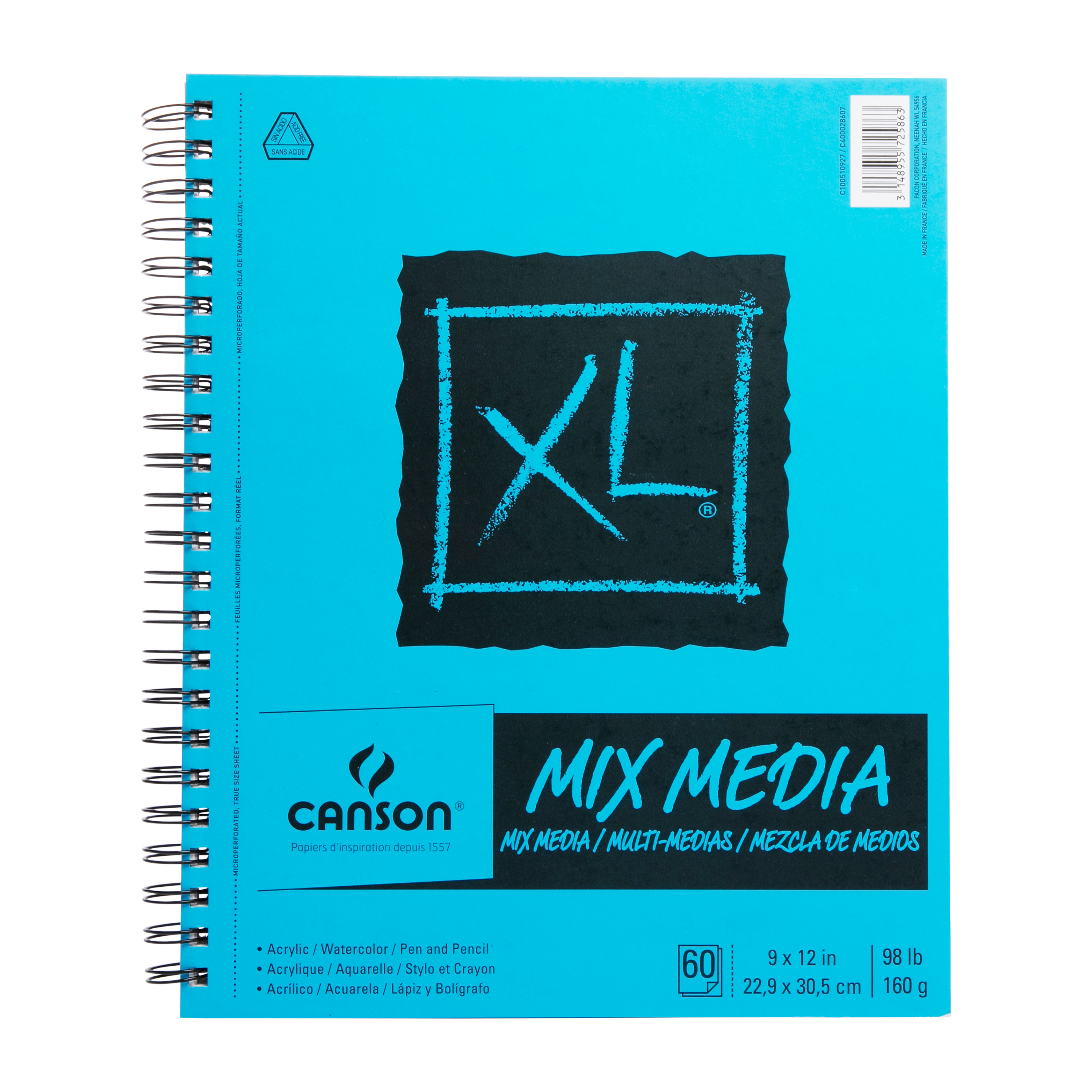  Canson XL Mixed Media Paper Pad, 98 lb, 9 x 12 Inches