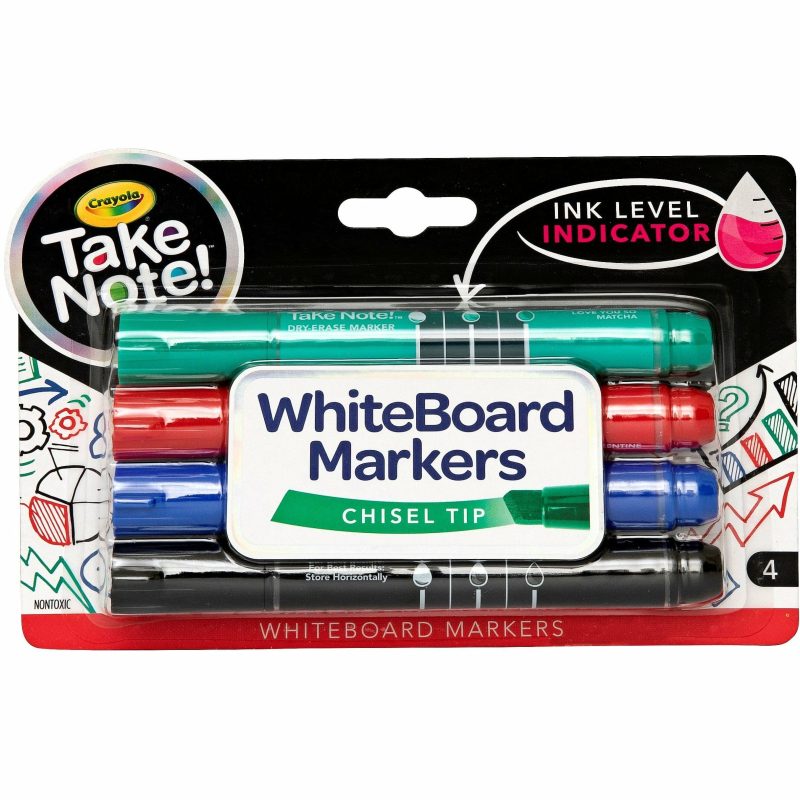 Crayola Take Note! Markers, Dry Erase, Chisel Tip - 4 markers