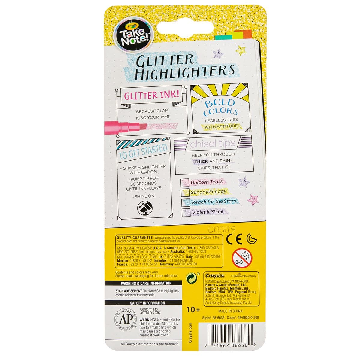 Crayola Take Note Glitter Highlighters, 4 Count