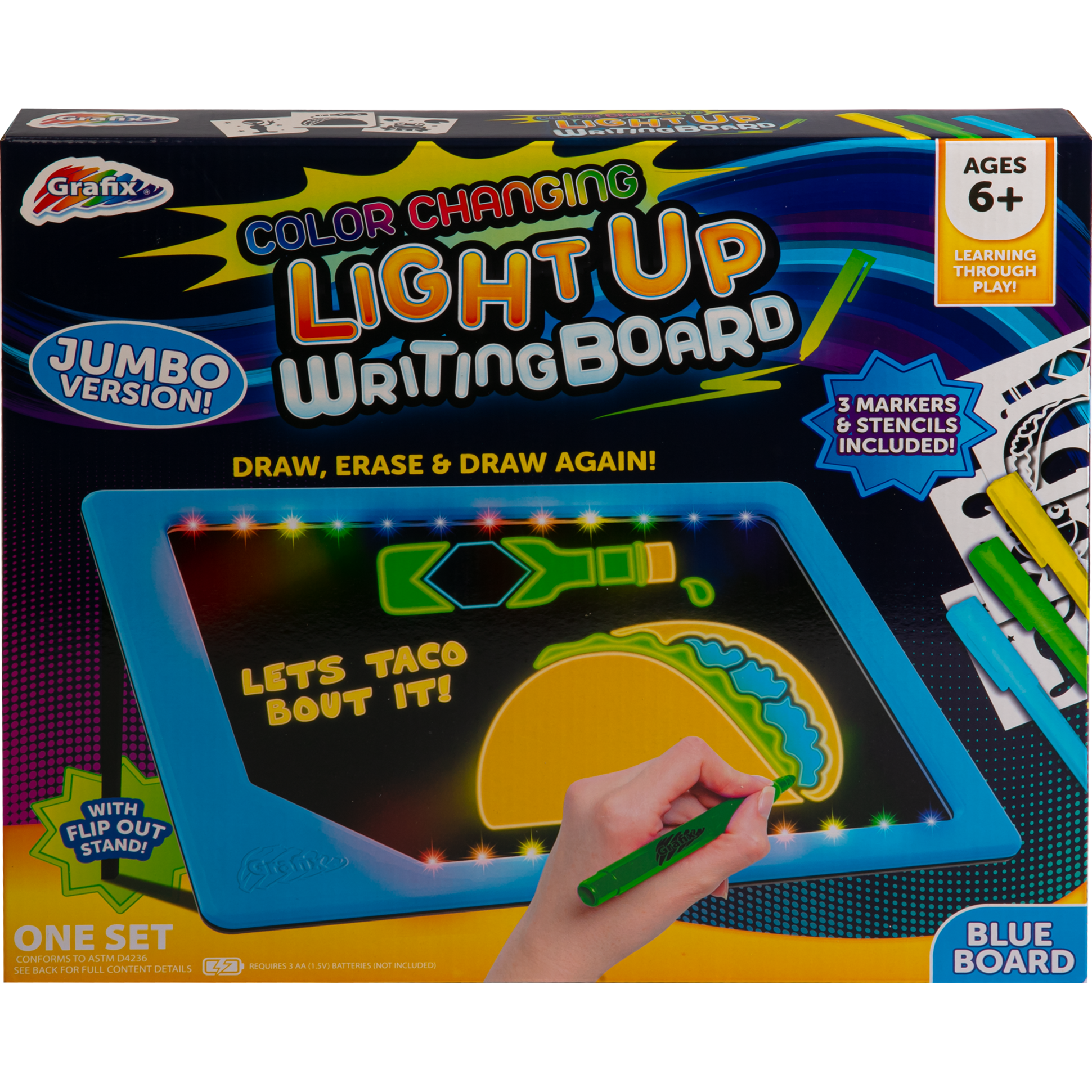 Inspire Your Style: Grafix Blue Jumbo Color Changing Light up Writing and  Drawing Board Grafix