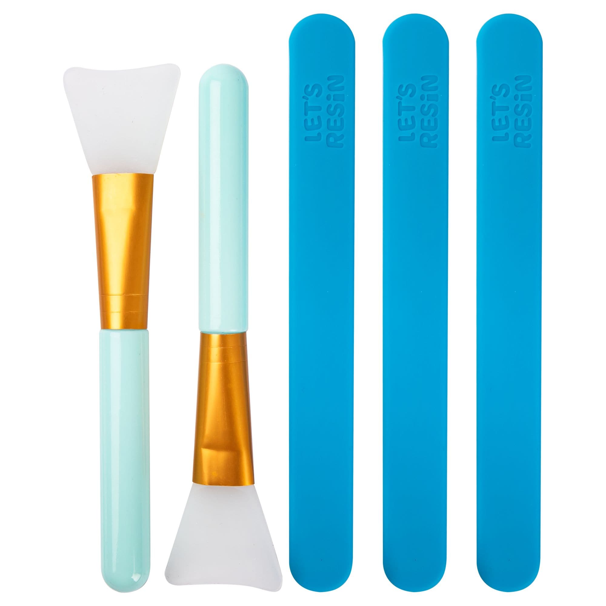 6 Piece Set Reusable Silicone Brush Set in Teal for Epoxy and UV