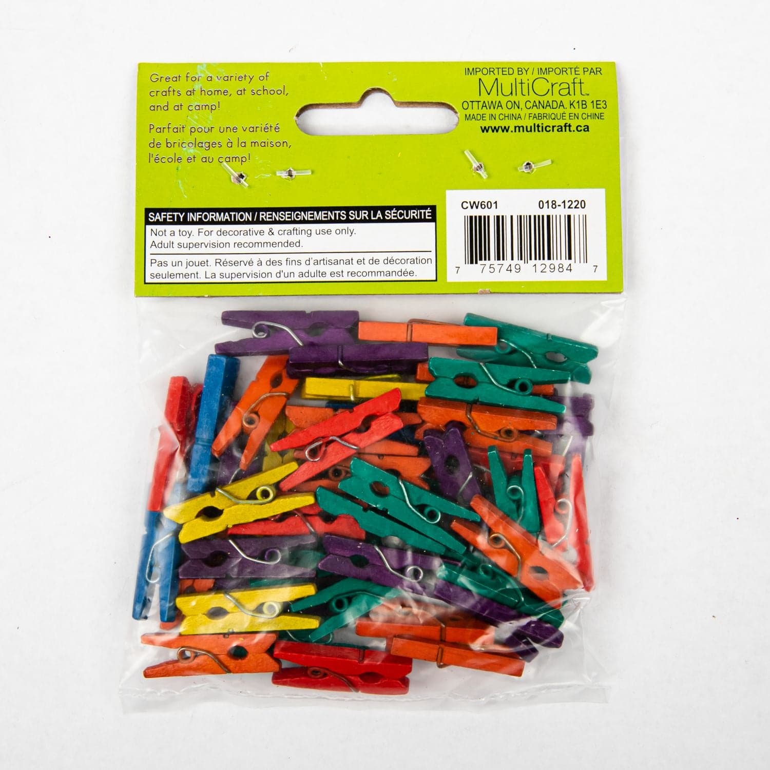 Krafty Kids Mini Wood Clothespins-Colored 1 45/Pkg