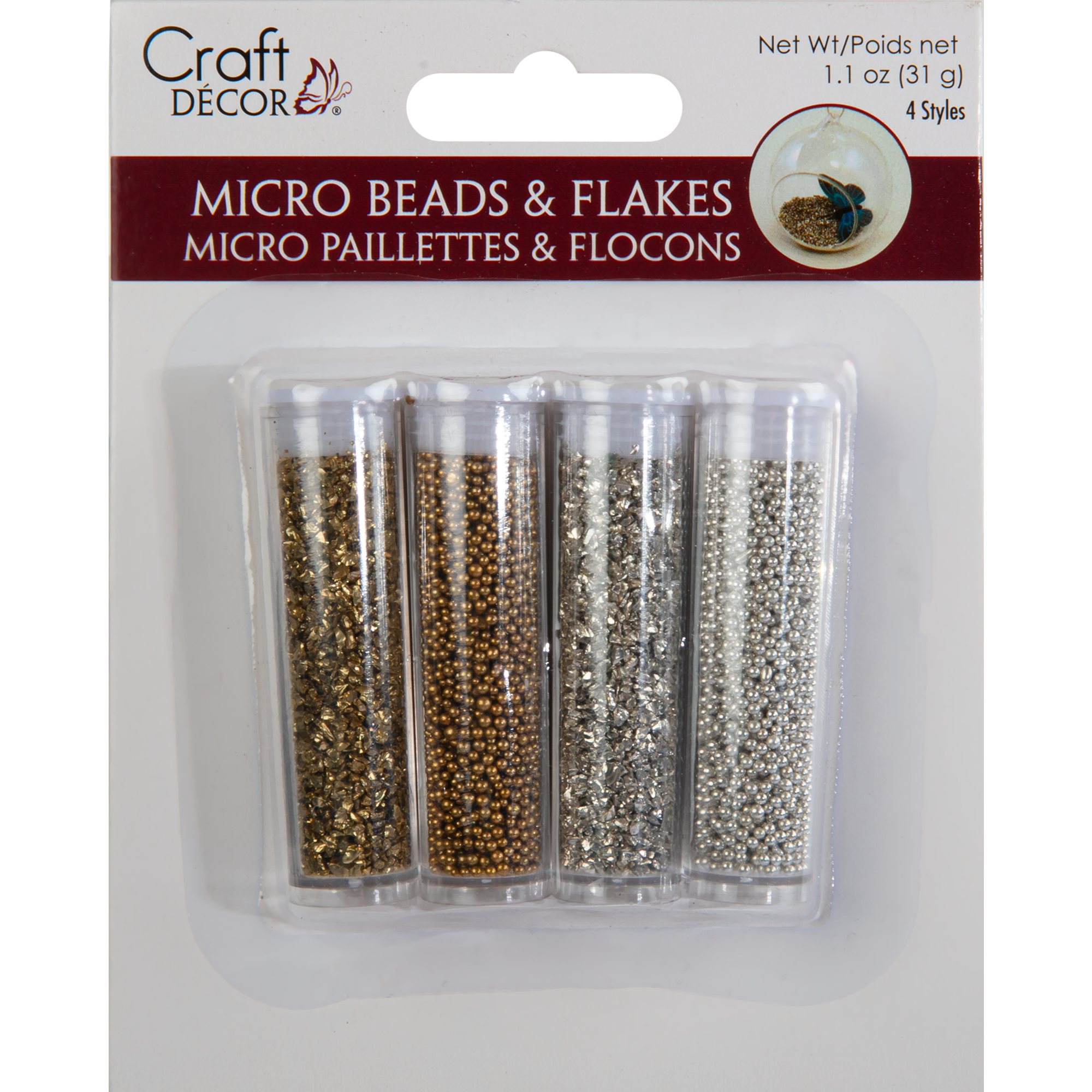 MultiCraft Craft Décor: Micro Beads & Deco Flakes-Gold and Silver (4 Pack)  MultiCraft Shop with Confidence