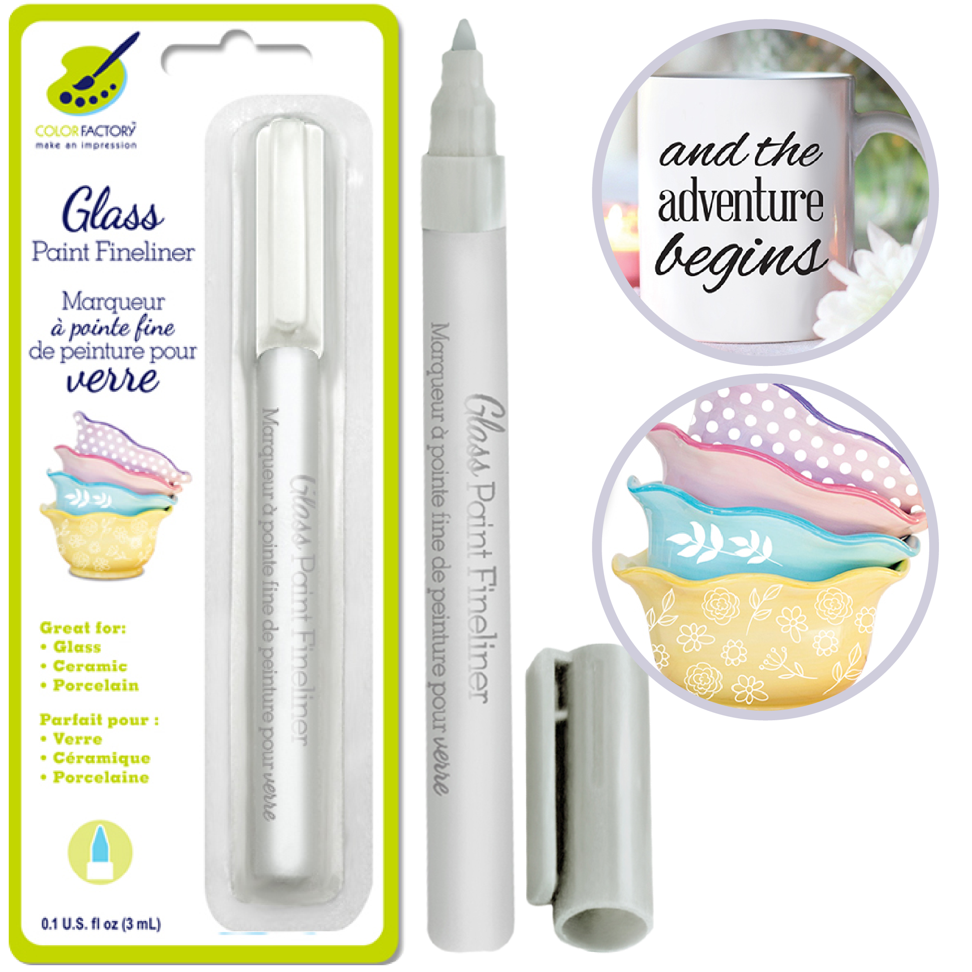Unlock the power of innovation Unlock the power of innovation: MultiCraft  Color Factory: Glass Marker For Ceramic & Porcelain-Permanent Fineliner  White 3ml MultiCraft