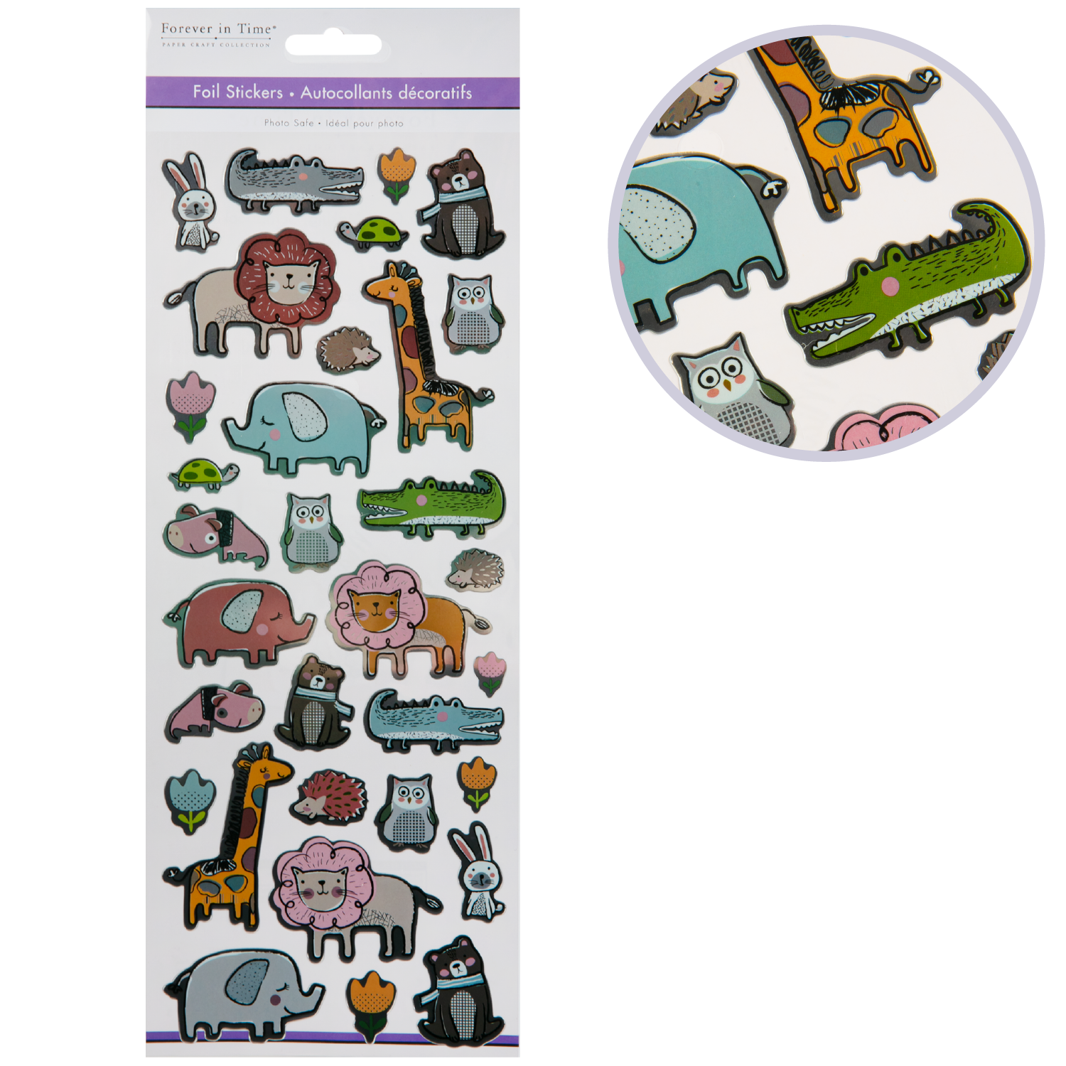 Be active and fit Stay Active and Fit: MultiCraft Paper Craft Stickers:  Foil Icons 3D-Animal Pals 12.1x30.5cm MultiCraft