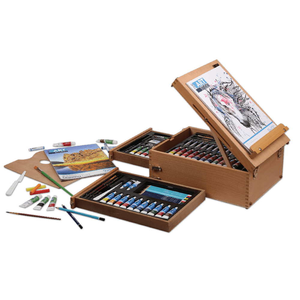  Mixed Media Art Set - 34 Piece, Easel Painting Kit