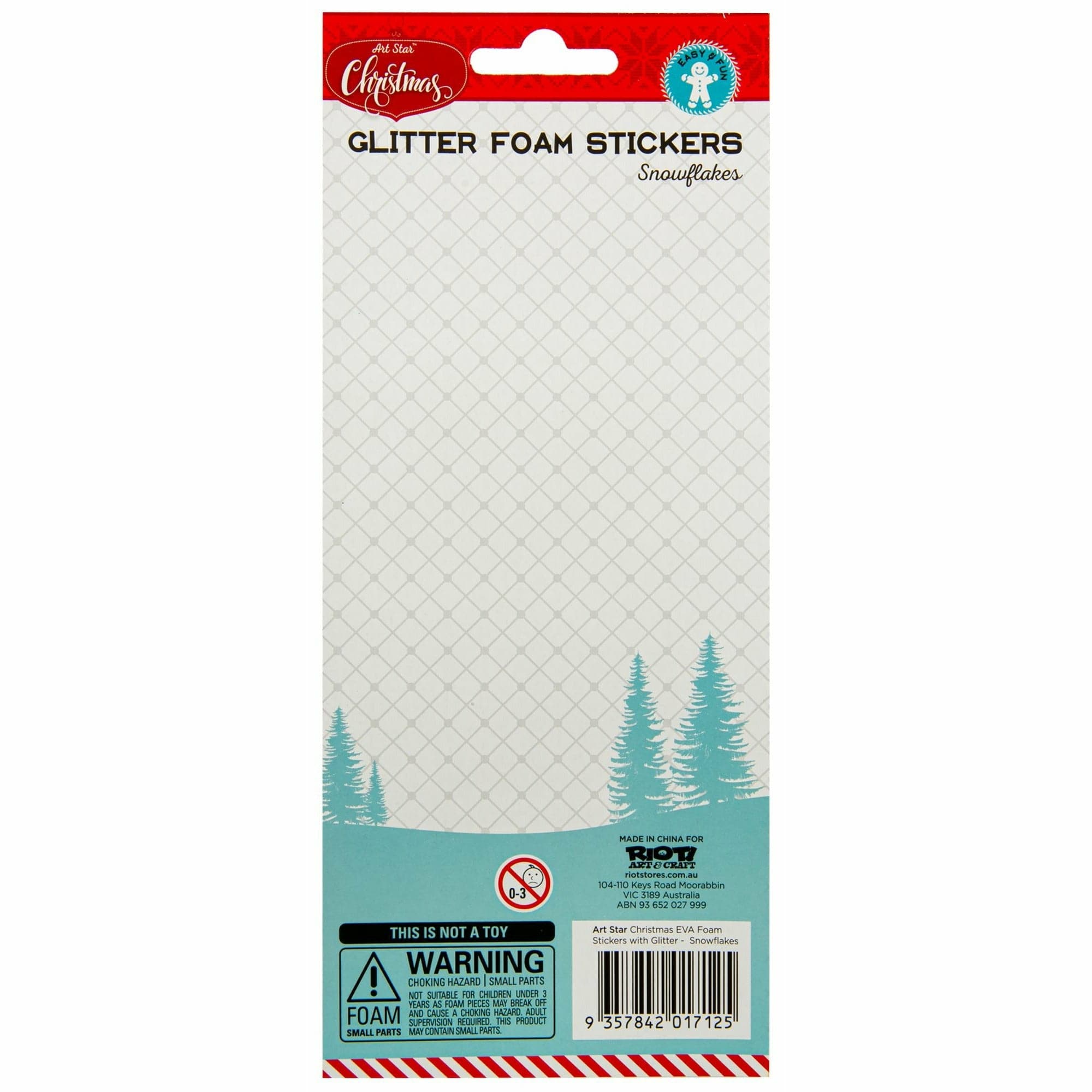 Glitter Snowflake Foam Stickers, Assorted Sizes, 60-Piece