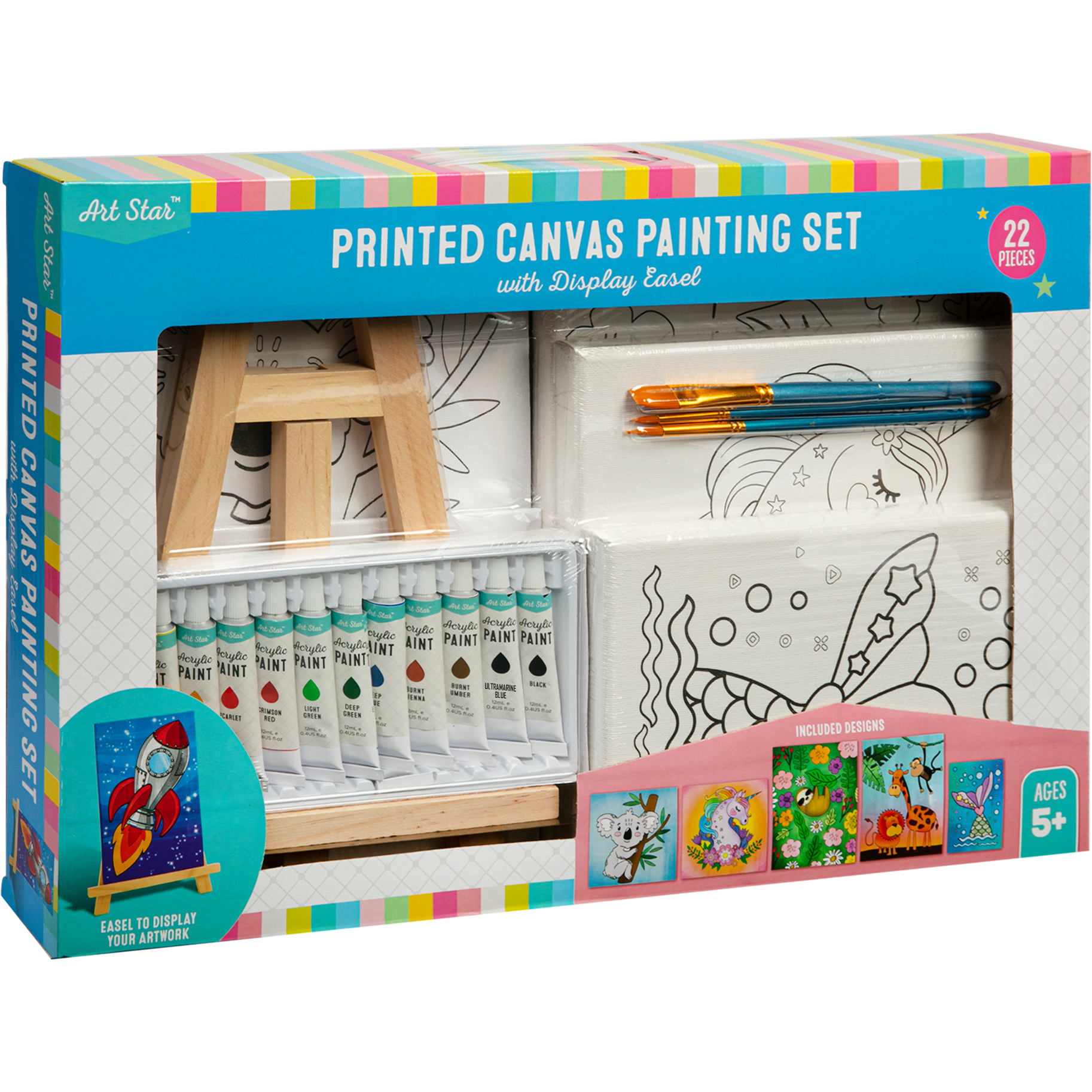 The Elevate Your Lifestyle: Art Star Printed Canvas Painting Set With Easel  (22 pieces) 943